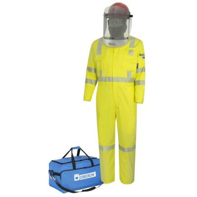 OBRTCG10-CKE-HVY-2XL image(0) - Oberon Suit Kit - Arc Flash - 10 Cal TCG™ - Comes with Hard Cap and Face Shield, Balaclava, Coveralls, and Storage Bag - Color: Hi-Vis Yellow - Size: 2XL
