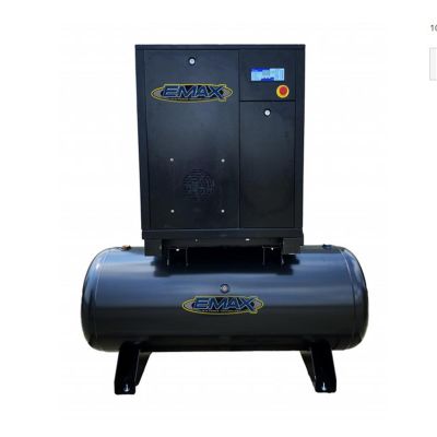 EMXERI010080 image(0) - Emax Compressor 10HP 3PH Industrial Rotary Screw Compressor-80 Gal Tank Mount