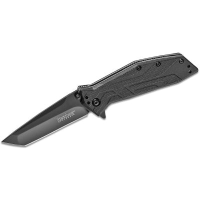 KER1990 image(0) - Kershaw Brawler Assisted Open Liner Lock Tanto Blade EDC Folding Pocket Knife - Black