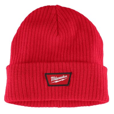MLWM750R image(0) - Milwaukee Tool Rib-Knit Cuffed Beanie - Red