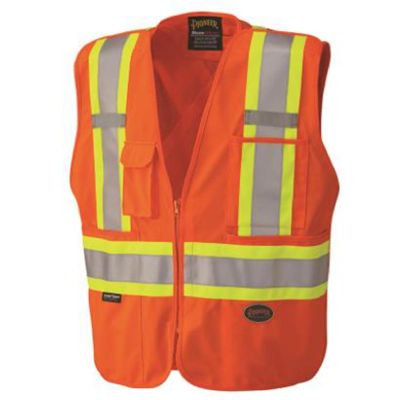 SRWV1021150U-5XL image(0) - Pioneer Pioneer - Zip-Up Snap Break Away Safety Vest - Hi-Vis Orange - Size 5XL