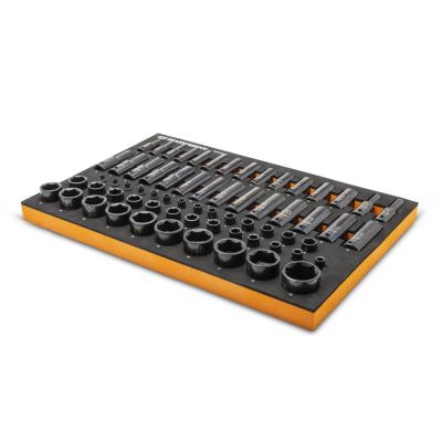 KDTGWMSISKMM image(0) - GearWrench 66 Pc. 1/4 Inch , 3/8 Inch , 1/2 Inch Drive 6 Point Metric Impact Socket Set Inch Foam Storage Tray