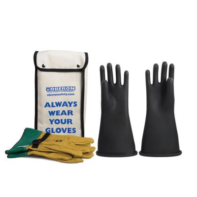 OBRGLVKT-BRC2-1408 image(0) - Oberon Glove Kit - Rubber Electrical - Class 2 - Length: 14" - Rolled Cuff - Size: Regular - 8