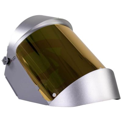 OBR2156R image(0) - Oberon Face Shield with Ratcheting Headgear - Heat Reflective - Window: Dark Green Gold - With Lower Crown