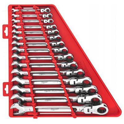 MLW48-22-9413-X image(0) - Milwaukee Tool 15pc SAE Flex Head Ratcheting Combination Wrench Set