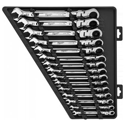 MLW48-22-9513-X image(0) - Milwaukee Tool 15pc Metric Flex Head Ratcheting Combination Wrench