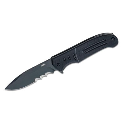 CRK6885 image(0) - CRKT (Columbia River Knife) Ignitor Assisted Opening EDC Pocket Knife with Veff Serrations with Black Blade - Black