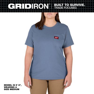 MLWF451U-L image(0) - Milwaukee Tool Women's GRIDIRON Pocket T-Shirt - Short Sleeve - Blue L
