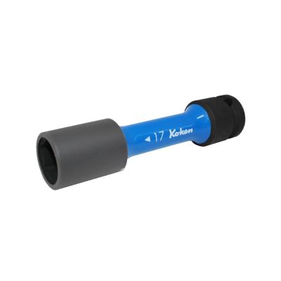 KKN14145PM.110-17 image(0) - Ko-ken USA 1/2 Sq. Dr. Wheel Nut Socket 17mm Extra Thin walled Length 110mm Color coded Protector