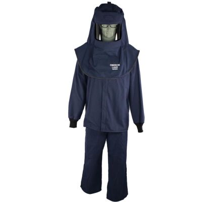 OBRLAN2STB-TXL image(0) - Oberon Suit Kit - Arc Flash - 12 Cal LAN™ - Comes with Hood with Hard Cap, Coat and Bib Overalls - Color: Navy Blue - Size: Xl Tall