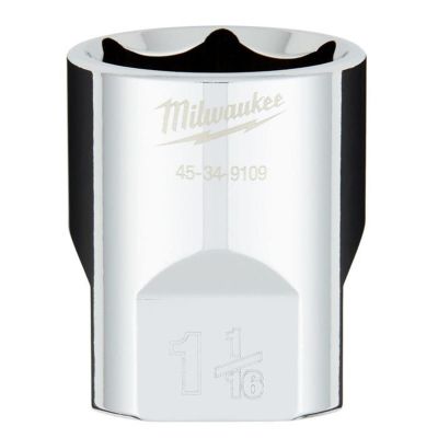 MLW45-34-9109 image(0) - Milwaukee Tool 1/2" Drive 1-1/16" SAE 6-Point Socket with FOUR FLAT Sides, Vanadium Steel, Chrome