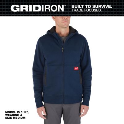 MLWM250U-XL image(0) - Milwaukee Tool GRIDIRON Full-Zip Hoodie- Blue- XL