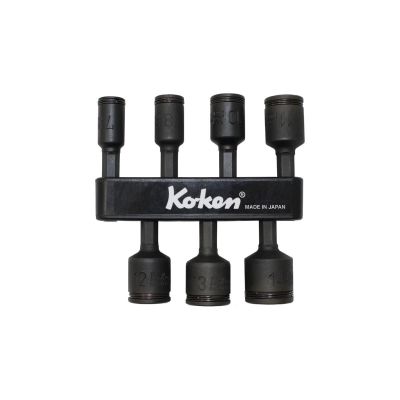 KKN113.502B-7-H image(0) - Ko-ken USA 1/4 Hex Dr. 7 Piece Impact 6-Point Metric NUT GRIP® Nut Setters 7-14mm
