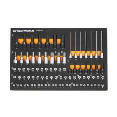 KDTGWMSBSKCBSAE image(0) - GearWrench 88 Piece 1/4 Inch , 3/8 Inch , 1/2 Inch Drive SAE Bit Socket Set Inch Foam Storage Tray