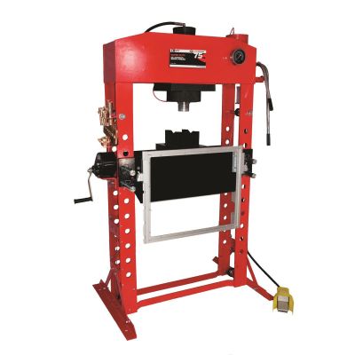INT856ASD image(0) - American Forge & Foundry AFF - Shop Press - 75 Ton Capacity - Foot Operated Air Motor/Manual Pump W/ Hydraulic Ram - Built In Polycarbonate Press Guard - 10 pc Pin & Bearing Press Adapter Set Included - SUPER DUTY
