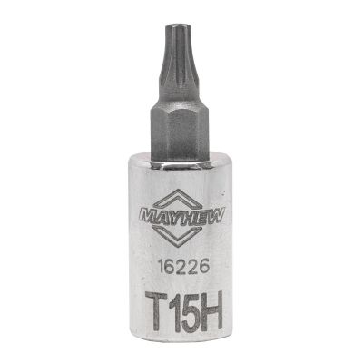 MAY16226 image(0) - Mayhew Mayhew T15H Tamper Torx® Short Insert Socket Bit, 1/4-Inch Drive