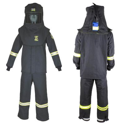 OBRTCG3B-4XL image(0) - Oberon Suit Kit - Arc Flash - 25 Cal TCG™ - Comes with Hood, Coat and Bib Coveralls - Color: Black - Size: 4XL