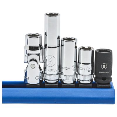 KDT80102 image(0) - GearWrench 5 Piece 1/4 Inch Drive 6 Point 8mm Socket Set