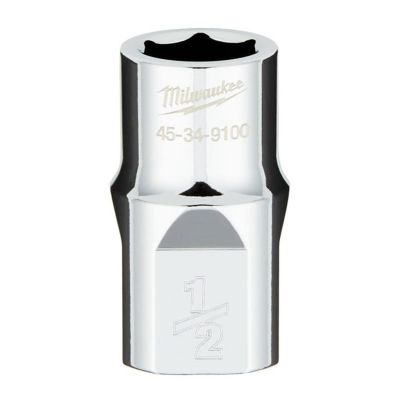 MLW45-34-9100 image(0) - Milwaukee Tool 1/2" Drive 1/2" SAE 6-Point Socket with FOUR FLAT Sides, Vanadium Steel, Chrome