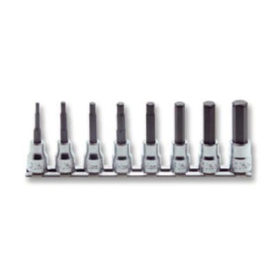 KKNRS3015M-8-L100 image(0) - Ko-ken USA 3/8 Sq. Dr. Grip Ring Hex Bit Socket Set, 3mm-12mm - 8 pieces