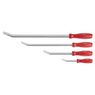 MLW48-22-9214-X image(0) - Milwaukee Tool 4-Pc I-Beam All-Metal Core Chrome Finish Pry Bar Set, (8, 12, 18, 24 In.)