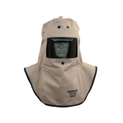 OBRCAT4-C image(0) - Oberon Hood with Hard Cap - Arc Flash - 40 Cal CAT™ - Color: Khaki - Window: True Color Grey (TCG™)