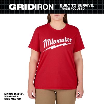 MLWF453R-S image(0) - Milwaukee Tool Women's GRIDIRON Logo Tee - Short Sleeve - Red - S