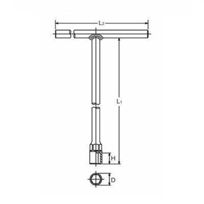 KKN104M-13 image(0) - Ko-ken USA Ko-ken 104M-13 T Handle Socket  13mm 6 point Length 300 x 250mm
