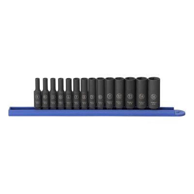 KDT84909 image(0) - GearWrench 14 Piece 1/4 Inch Drive 6 Point Deep Impact Metric Socket Set