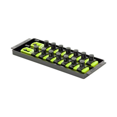 ERN8563HV image(0) - Ernst 2 Rail Universal Twist Lock Socket Tray 8", HI-VIZ, with 14) 1/2" Socket Clips