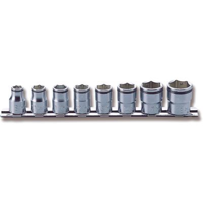 KKNRS3450M-8 image(0) - Ko-ken USA 3/8 Sq. Dr. Socket set 8mm-19mm Nut Grip 200mm 8 pieces