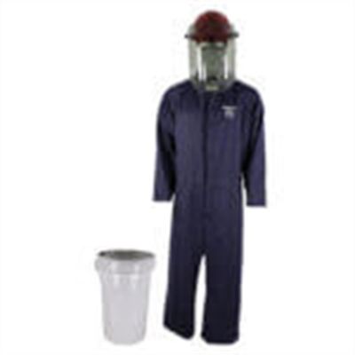 OBRHRC2-BKT-NB-2XL image(0) - Oberon Bucket Kit - Arc Flash - 8 Cal HRC2™ - Comes With Coveralls, Hard Cap, Face Shield, Balaclava & Storage Bucket - Color: Navy Blue - Size: 2XL