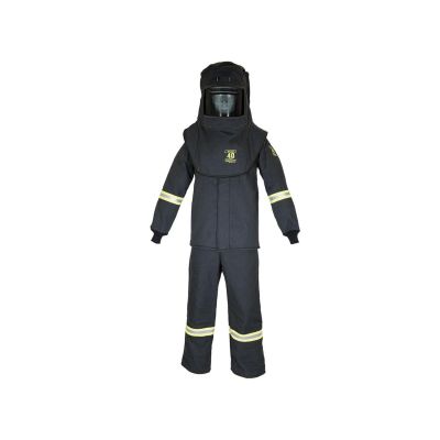 OBRTCG4B-ZL-HVSL image(0) - Oberon Suit Kit - Arc Flash - 40 Cal TCG™ - Comes with Hood, Coat, Bib Coveralls and Fresh Air Arc Flash Hood Ventilation System & Light - Color: Black - Size: Large Extra Tall