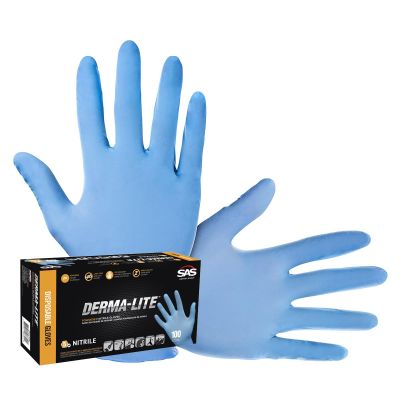 SAS6609 image(0) - SAS Safety 100-pk of Derma-Lite Powdered Nitrile Gloves, XL