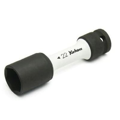 KKN14145PM.110-22 image(0) - Ko-ken USA 1/2 Sq. Dr. Wheel Nut Socket 22mm Extra Thin walled Length 110mm Color coded Protector