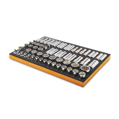 KDTGWMSSKT12MM image(0) - GearWrench 67 Piece 1/2 Inch  Drive Master Metric Socket Set Inch Foam Storage Tray