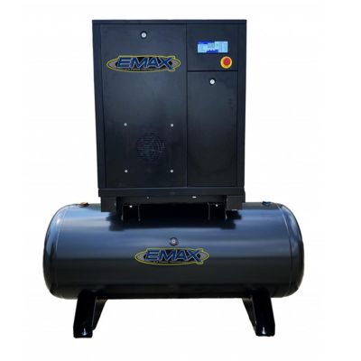 EMXERI0100801 image(0) - Emax Compressor 10HP 1PH Industrial Rotary Screw Compressor-80 Gal Tank Mount