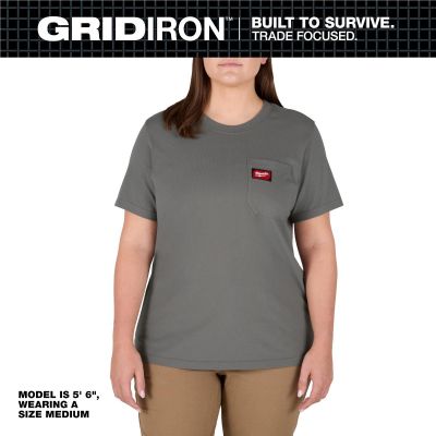 MLWF451G-S image(0) - Milwaukee Tool Women's GRIDIRON Pocket T-Shirt - Short Sleeve - Gray - S