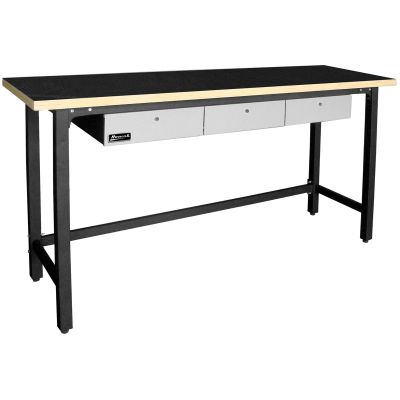 HOMGS00579030 image(0) - Homak Manufacturing Steel Workbench with 3 Drawers and Wood Top