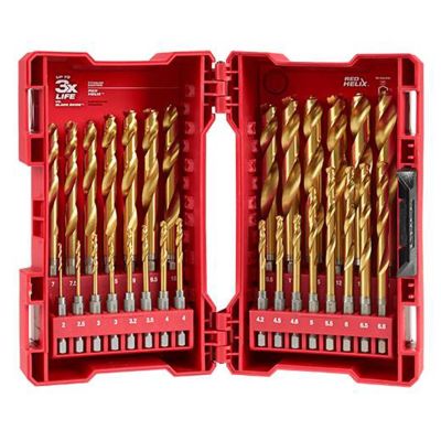 MLW48-89-4862 image(0) - Milwaukee Tool SHOCKWAVE Impact Duty RED HELIX Titanium Metric Drill Bit Set ‐ 29PC