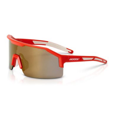 JCK60011 image(0) - Jackson Safety Safety Glasses - MAXVIEW Series - Gold Mirror Lens - Red Frame - Hardcoat Anti-Scratch