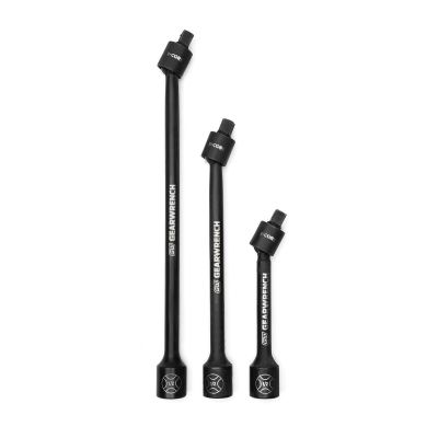 KDT84721N image(0) - GearWrench 3 Piece 1/2 Inch Drive X-Core Pinless Universal Joint Impact Extension Set 6 Inch, 9 Inch & 12 Inch