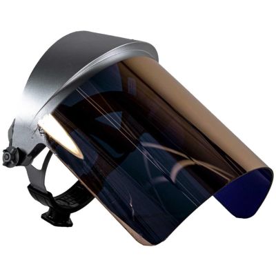 OBR191R image(0) - Oberon Face Shield with Ratcheting Headgear - Heat Reflective - Window: Didymium Gold