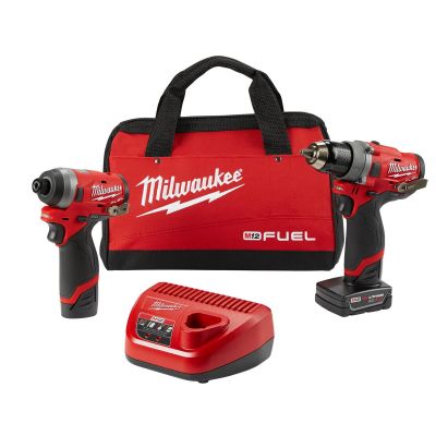 MLW2596-22 image(0) - Milwaukee Tool 2-PC M12 FUEL 1/2" DRILL 1/4" HEX IMP (2) BATT KIT