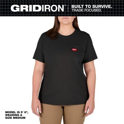 MLWF451B-S image(0) - Milwaukee Tool Women's GRIDIRON Pocket T-Shirt - Short Sleeve - Black - S