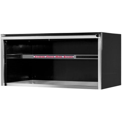 EXTEX5501HCQBKCR image(0) - Extreme Tools EXQ Series 55in W x 30in D Professional Extreme Power Workstation Hutch Black w Chrome Handle