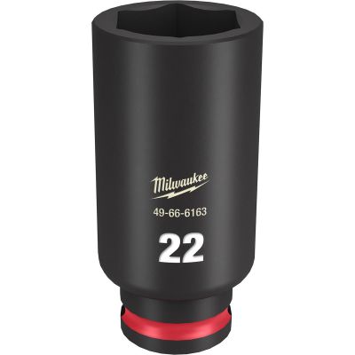 MLW49-66-6163 image(0) - Milwaukee Tool SHOCKWAVE Impact Duty 3/8"Drive 22MM Deep 6 Point Socket