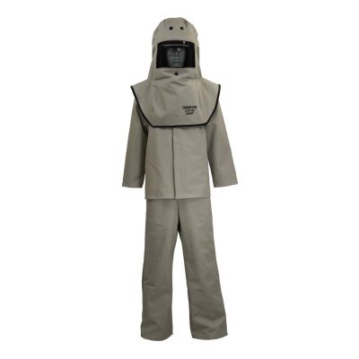 OBRFRTC4B-M image(0) - Oberon Suit Kit - Arc Flash - 40 Cal CAT™ - Comes with Hood, Coat and Bib Coveralls - Color: Khaki - Size: Medium