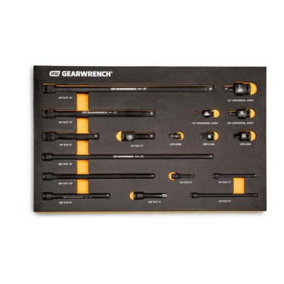 KDT86524 image(0) - GearWrench 17 Piece 1/4 Inch, 3/8 Inch, 1/2 Inch Impact Drive Tool Accessories Set with Foam Storage Tray