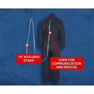 OBRBSA-OB59NB-ES-R2XL image(0) - Oberon Coveralls - Arc Flash & Inherently Flame Resistant - With Escape Strap - 12 Cal BSA™ - Color: Navy Blue - Size: 2XL